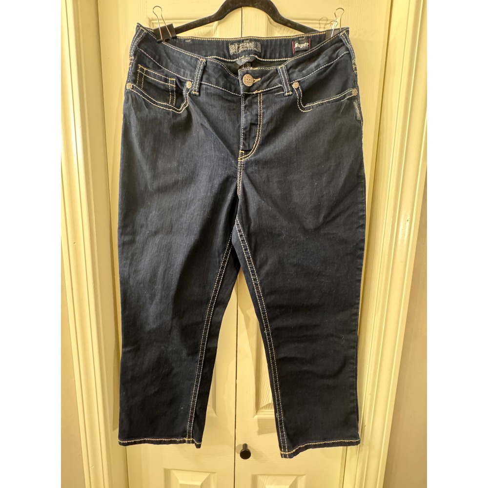 Silver Jeans Co Suki High Capri Dark Wash Super Stretch Denim Jeans Size 16/24